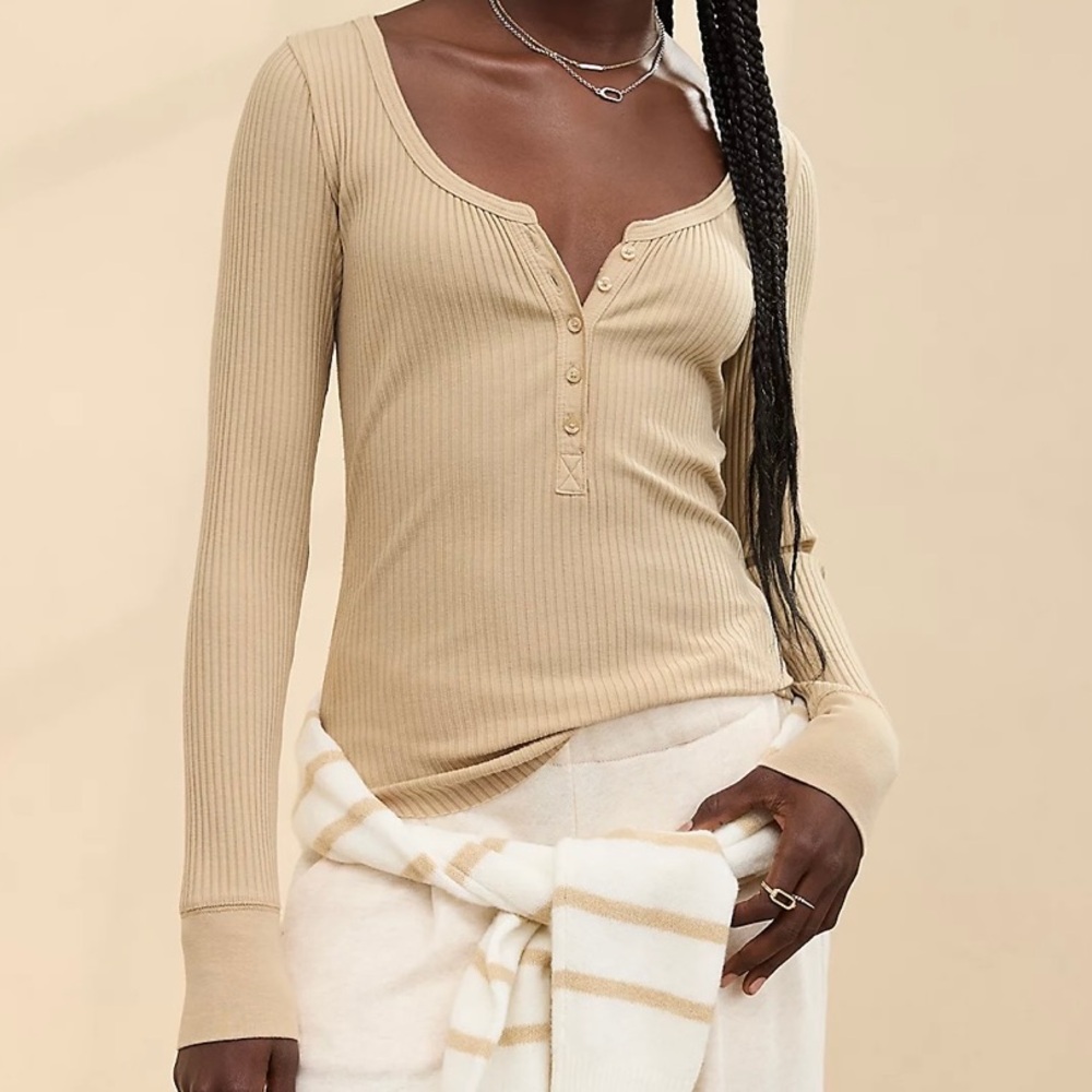 Aerie Ribbed Henley Shirt